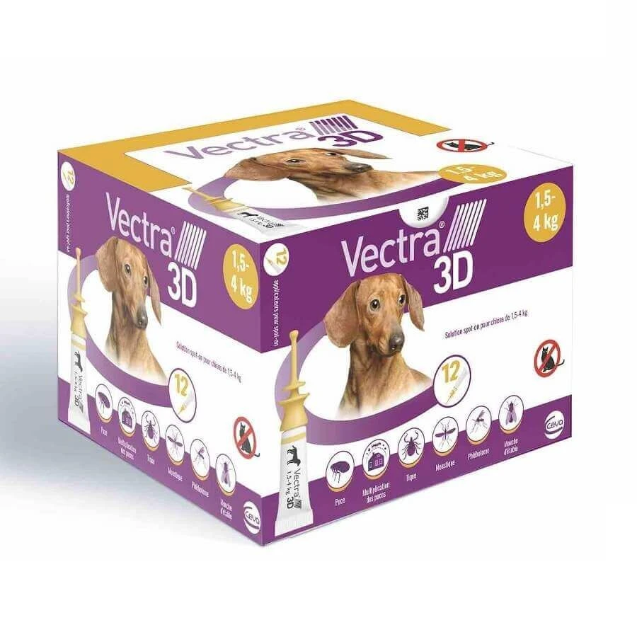 Vectra 3D Chien 1,5 à 4 Kg 12 Pipettes 1 Vectra 3D Chien 1,5 à 4 Kg 12 Pipettes