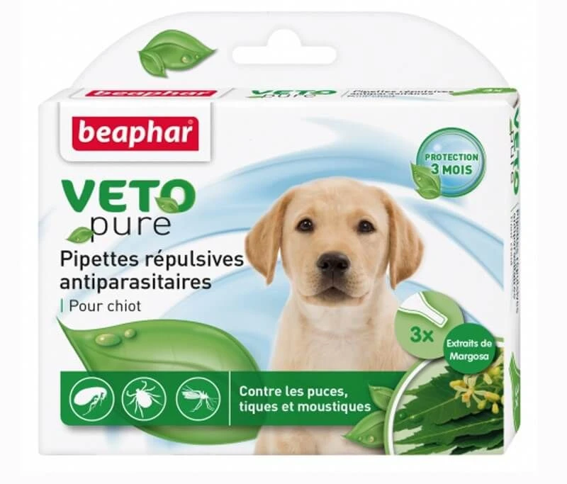 Beaphar VETOpure 3 Pipettes Répulsives Antiparasitaires Chiot 1 Beaphar VETOpure 3 Pipettes Répulsives Antiparasitaires Chiot