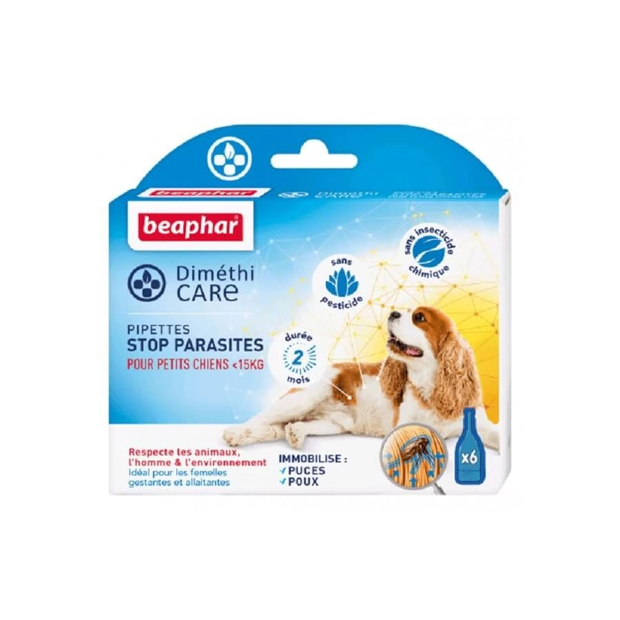 Beaphar Diméthicare Stop Parasites 6 Pipettes Pour Petit Chien <15 Kg 1 Beaphar Diméthicare Stop Parasites 6 Pipettes Pour Petit Chien <15 Kg