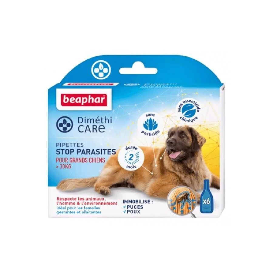 Beaphar Diméthicare Stop Parasites 6 Pipettes Pour Chien > 30 Kg 1 Beaphar Diméthicare Stop Parasites 6 Pipettes Pour Chien > 30 Kg
