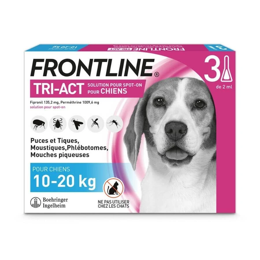 Frontline Tri Act Spot On Chien Moyen 10 - 20 Kg 3 Pipettes 3 Frontline Tri Act Spot On Chien Moyen 10 - 20 Kg 3 Pipettes â Image 3
