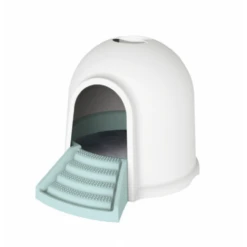 M-pets Igloo Maison De Toilette 2en1 Blanc & Bleu Chat