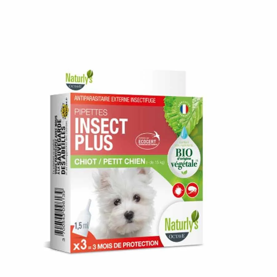 Naturlys Pipettes Insect Plus Bio Chiot Et Petit Chien X3 1 Naturlys Pipettes Insect Plus Bio Chiot Et Petit Chien X3
