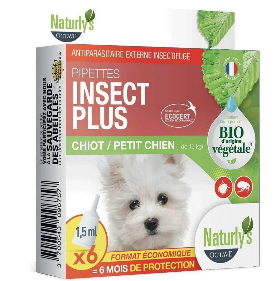 Naturlys Pipettes Insect Plus Bio Chiot Et Petit Chien X6 1 Naturlys Pipettes Insect Plus Bio Chiot Et Petit Chien X6
