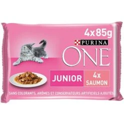 Purina One Chaton Saumon 4 X 85 G -Animal Compagnie Boutique purina one chaton saumon
