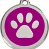RedDingo Médaille D'identité "Patte" 30 Mm Violet