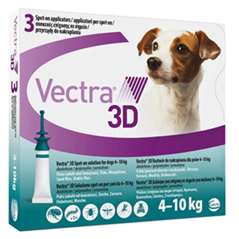 Vectra 3D Chien 4 à 10 Kg 3 Pipettes 1 Vectra 3D Chien 4 à 10 Kg 3 Pipettes